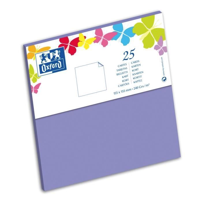 OXFORD 25 Cartes - 15,5 cm x 15,5 cm x 0,7 cm - 240g - Violet