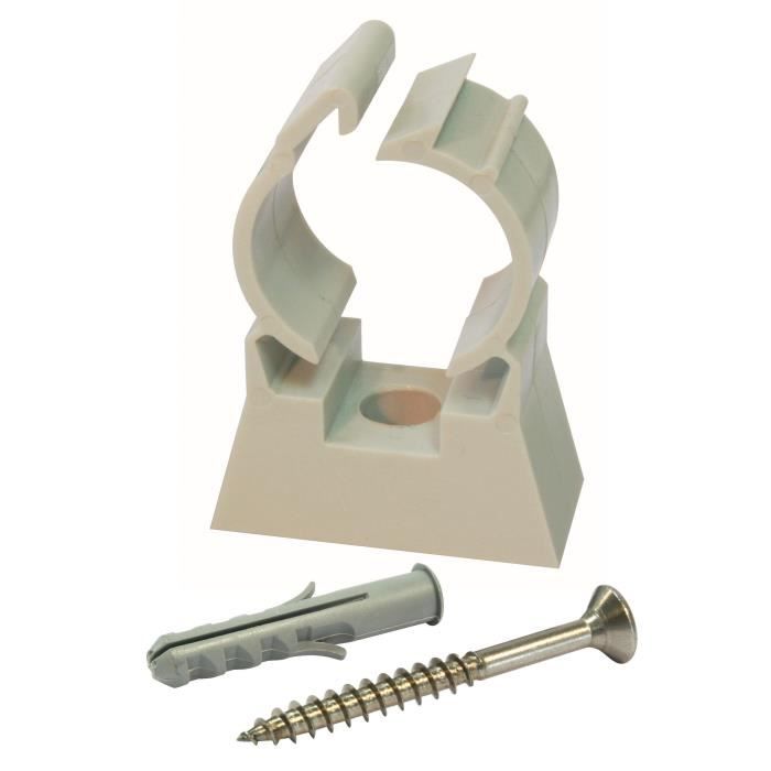 SOMATHERM Lot de 10 Clips de fixation Simple Plastique - Avec vis et cheville - Pour tube Ø 20