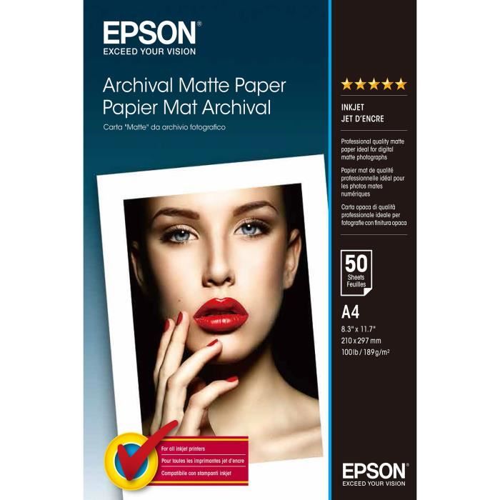 EPSON Papier d'impression - 192g/m2 - A4 - 50 feuilles