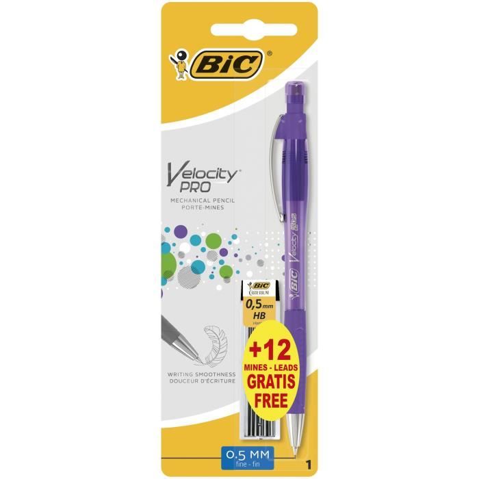 BIC® - Porte-mines rechargeable 0,5 HB Velocity® - Format spécial 1 +12 mines HB gratuites