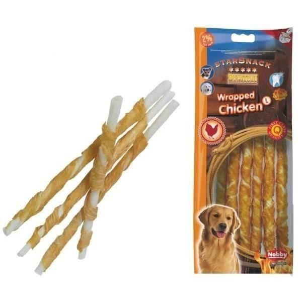 Lot de 2 - NOBBY Snack poulet stick enrobé L 25 cm - Ø 7-8mm - Pour chien