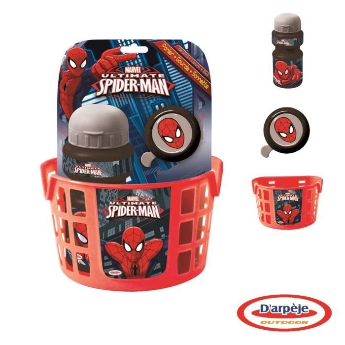 SPIDERMAN Set Accessoires : Panier, Sonnette et Gourde
