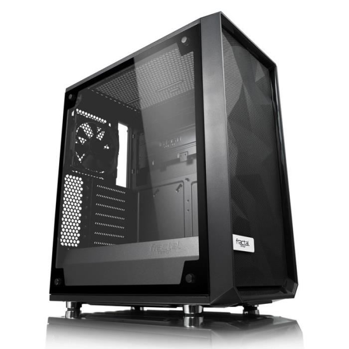 FRACTAL DESIGN Boîtier PC Meshify C Blackout Fenêtre verre trempé (FD-CA-MESH-C-BKO-TGL)