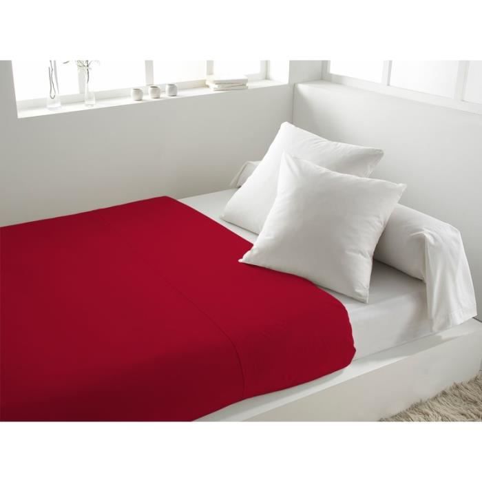 SOLEIL d'OCRE Drap plat 100% Coton 260x300cm Rouge