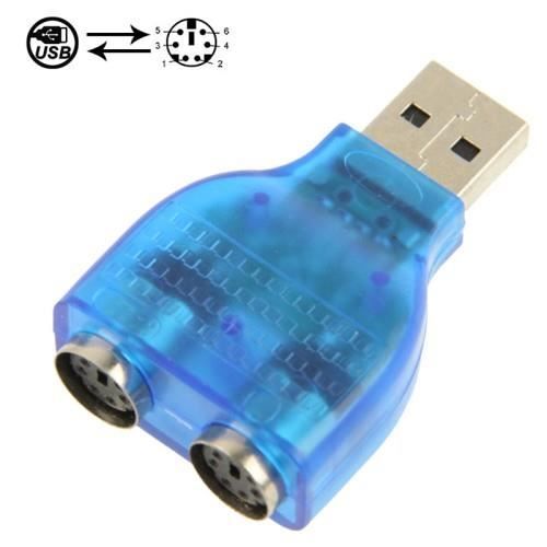 Adaptateur USB Vers PS/2 Waytex - Pour Clavier Et Souris, Longueur 20cm, Blanc