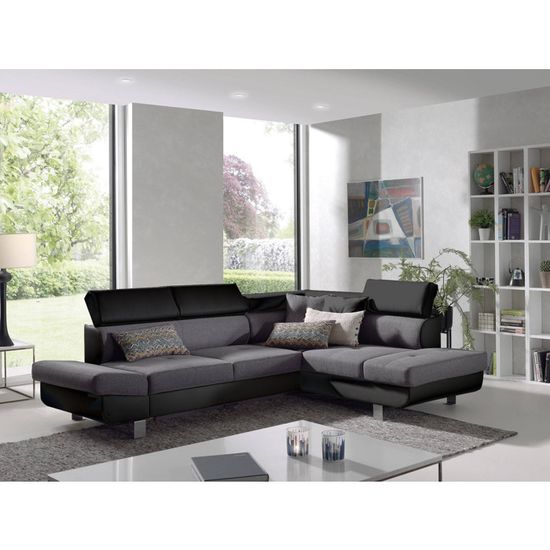 Droit Lisbona L252xp190cm D'angle Convertible Places ColorisNoirgris Canapé Bestmobilier 5 mnONvw80