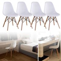 CHAISE Lot de 4 chaises de salle à manger-Blanc CHAISE Lot de 4 chaises de salle à manger-Blanc