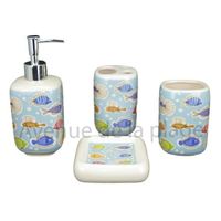 SET ACCESSOIRES Set salle de bain Poissons - Décoration marine SET ACCESSOIRES Set salle de bain Poissons - Décoration marine