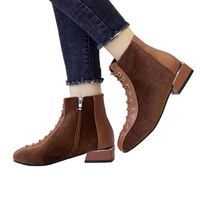 BOTTE Femmes Bottines Chaussures à talons bas Flock bott BOTTE Femmes Bottines Chaussures à talons bas Flock bott