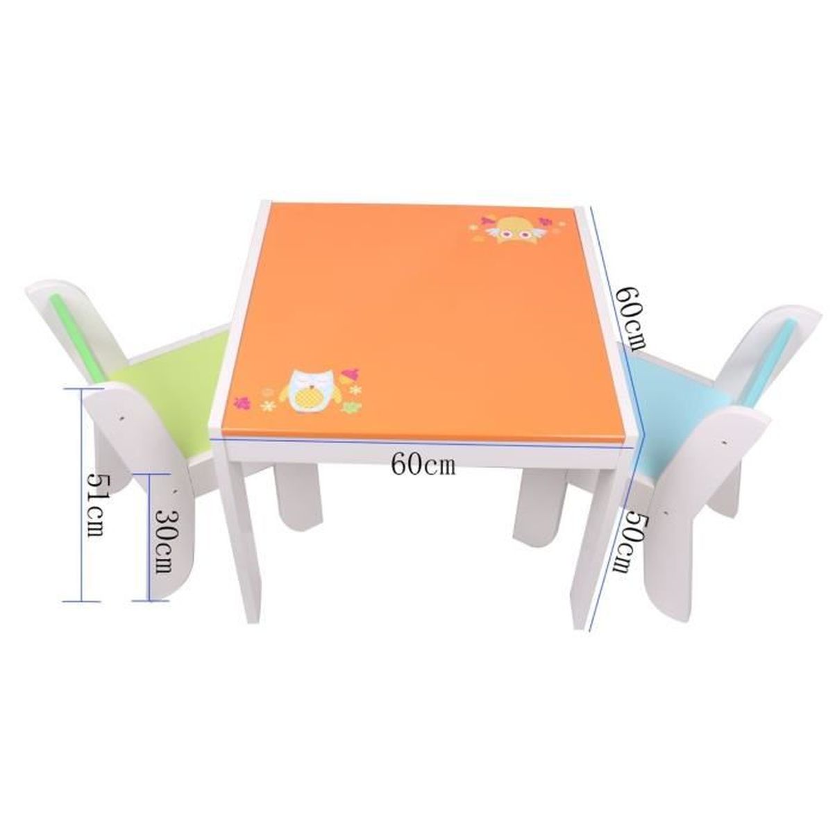 labebe table et 2 chaises enfant motif de herisson