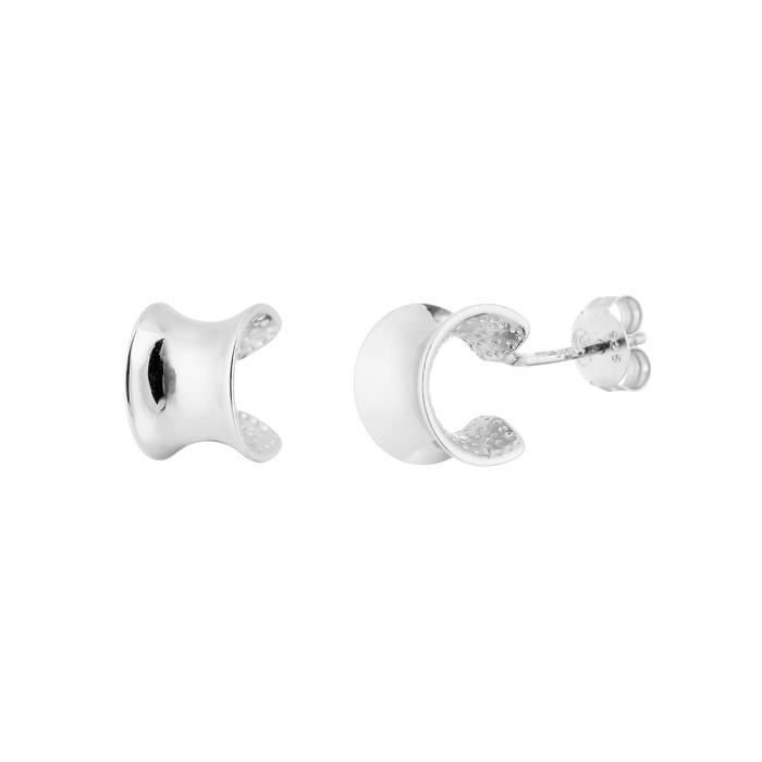 MONPLAISIR Boucles d'Oreilles Argent Fin 925/1000 Demi Créoles