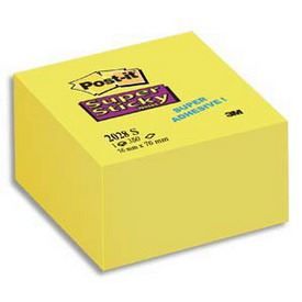 Bloc cube de 350 feuilles Super Sticky Post-it format 7,6 x 7,6 cm jaune jonquille. Coloris jaune jonquille, tres voyant pour une visibilite maximale. Bloc de 90 feuilles repositionnables. Reference Post-it 2028 S.Les notes Post-it Super Sticky ont un fo