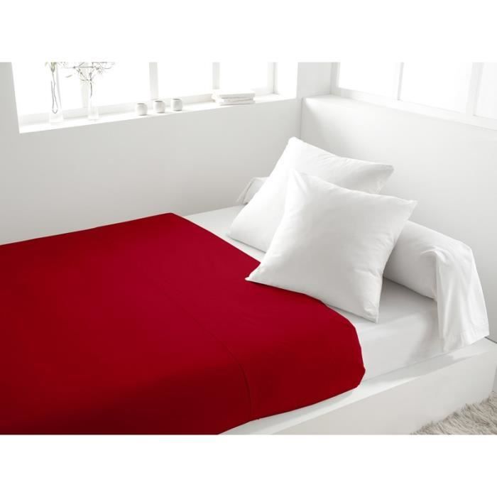 SOLEIL d'OCRE Drap plat 100% Coton 240x290cm Rouge