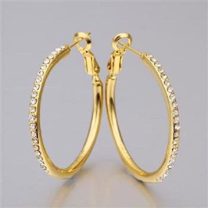Boucles d'oreilles - Or 18K jaune hoops - BOG1070