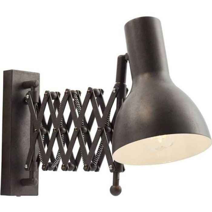 L64cm Acier Déployante Métal Patiné Sampa Helios Applique Murale Prise Flex Avec MVSGqzpU