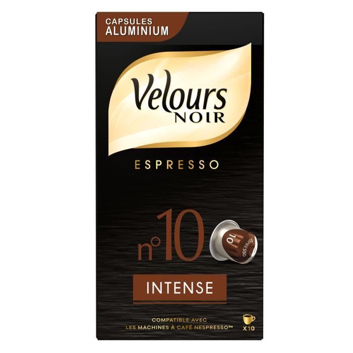 VELOURS NOIR Café Intensité 10 - 10 capsules en aluminium