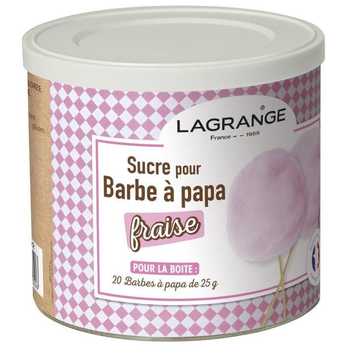 LAGRANGE 380007 Boîte de sucre à barbe à papa 500 g - Fraise