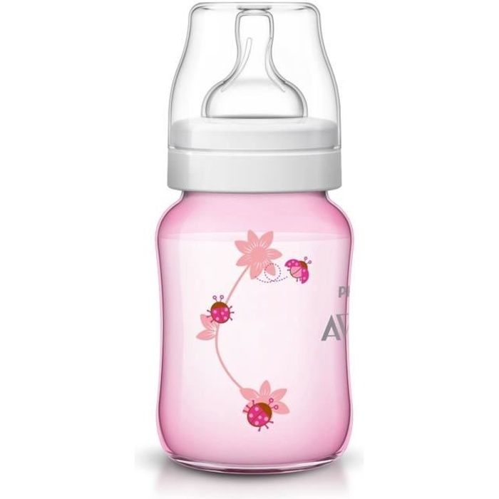 PHILIPS AVENT Biberon anti-coliques 260ml rose Classic+ SCF573/11