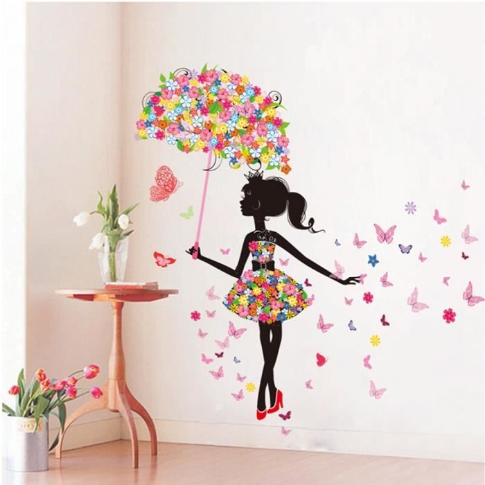 Stickers Muraux Pvc Grand Mur Autocollant ; Rose Fille ...