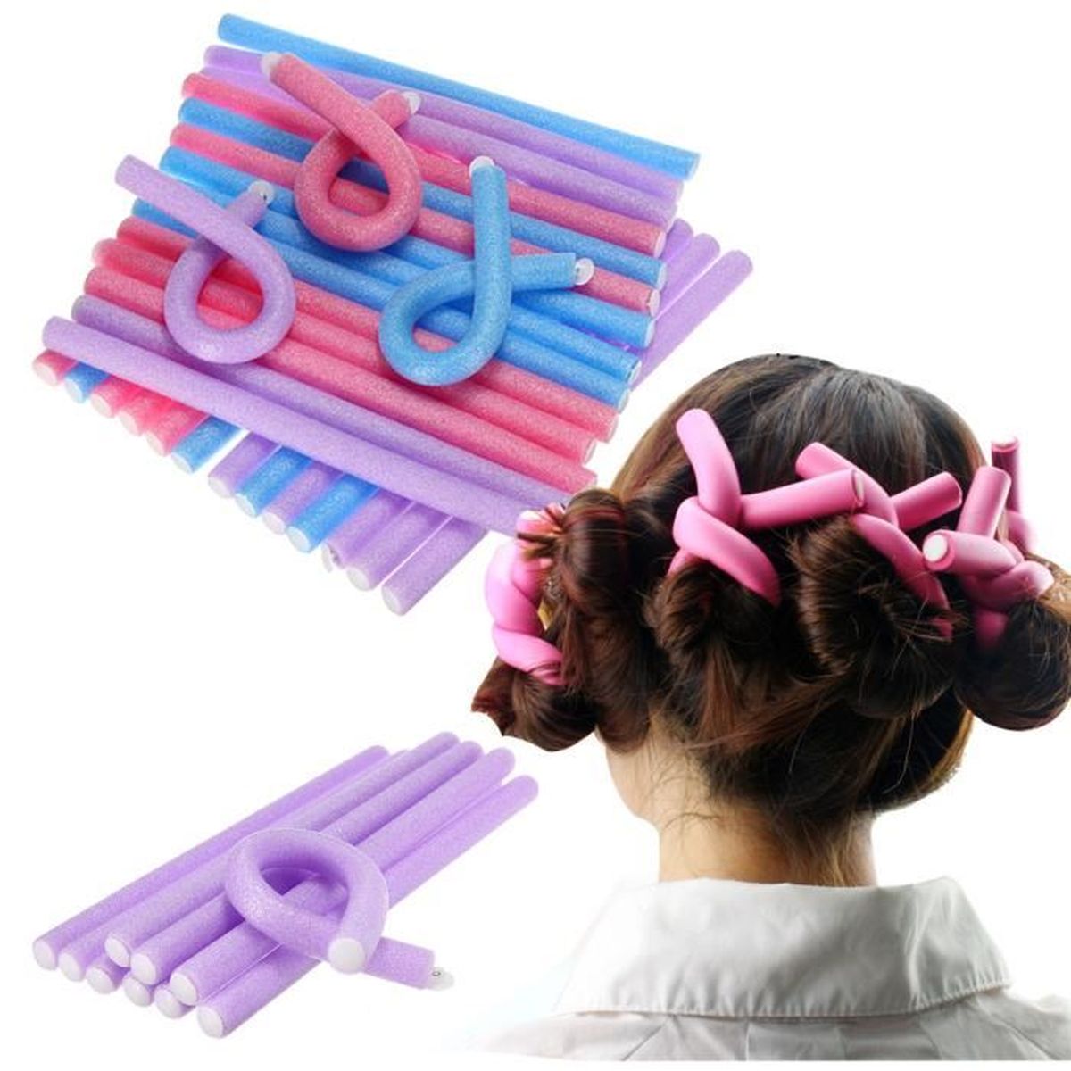 10pcs Bigoudi Souple Éponge Rouleaux Friser Cheveux Permanente Achat