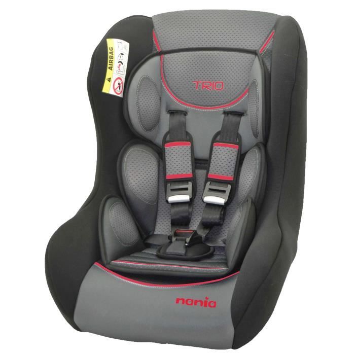 NANIA Siège Auto Groupe 0/1/2 Trio SP First Confort - Gris coutures rouge