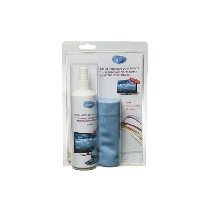 APM Kit de nettoyage en spray 250ml pour écran Tv et moniteur avec microfibre