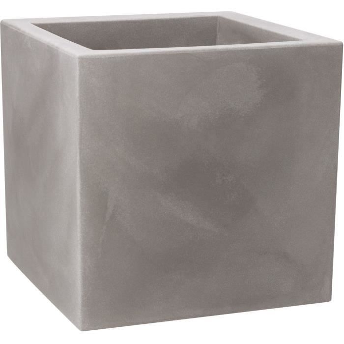 NICOLI Cache pot, utilisable comme pot Modus Quadro 40 S - 40 x 40 x 40 cm - Gris cendré