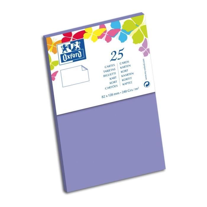 OXFORD 25 Cartes - 12,8 cm x 8,2 cm x 0,7 cm - 240g - Violet