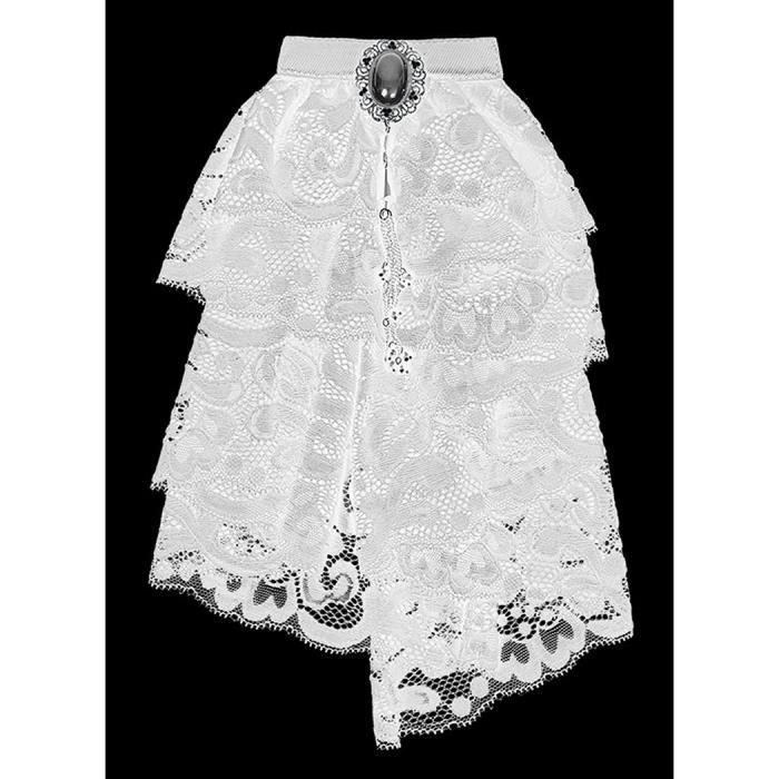 Jabot blanc en dentelle avec gemme gothique élégant vampire aristocrate Punk Rave aille unique