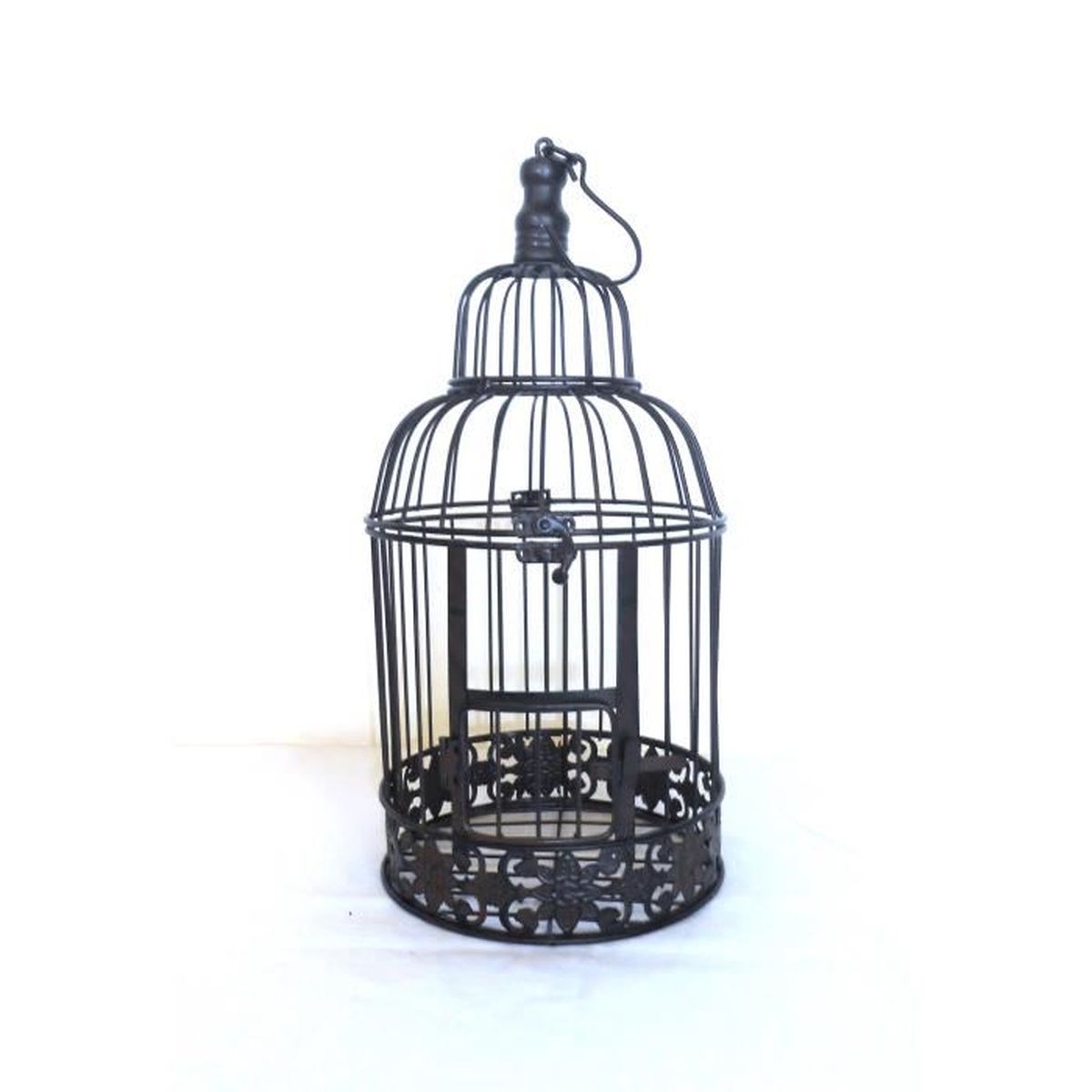 Cage à Oiseaux Ronde Fer Forgé Marron Patiné Petit Modèle