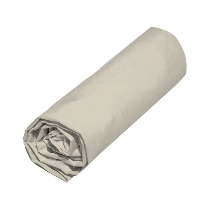 COTE DECO Drap housse 160x200 cm - Beige lin
