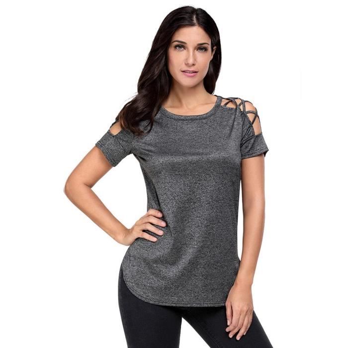 Épaules Blouse Femme Shirt À Dénudées Courtes Manches Élégant T Ete N8wP0vnOym