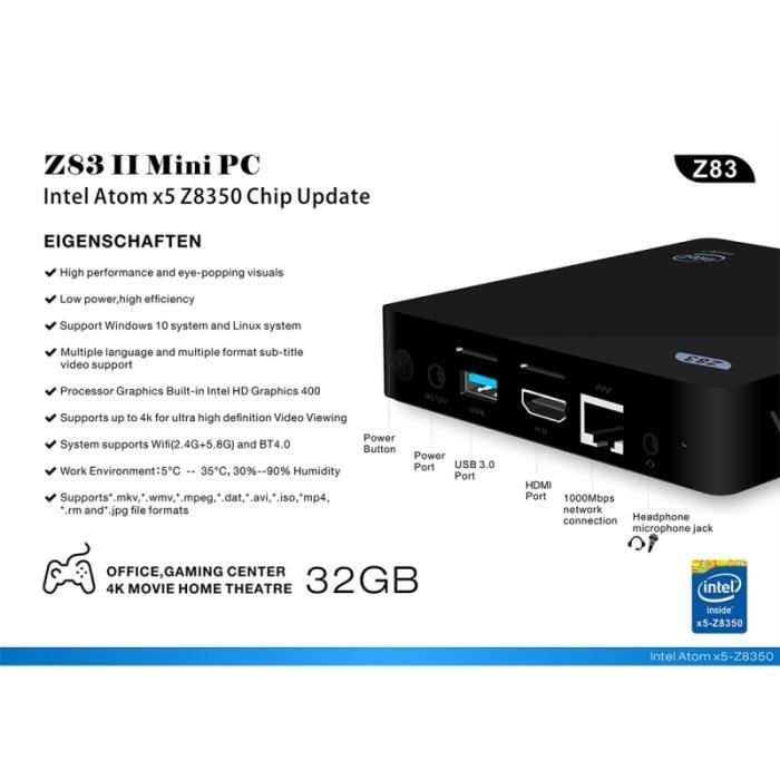 Mini PC Windows 10 et Linux Système Mini2
