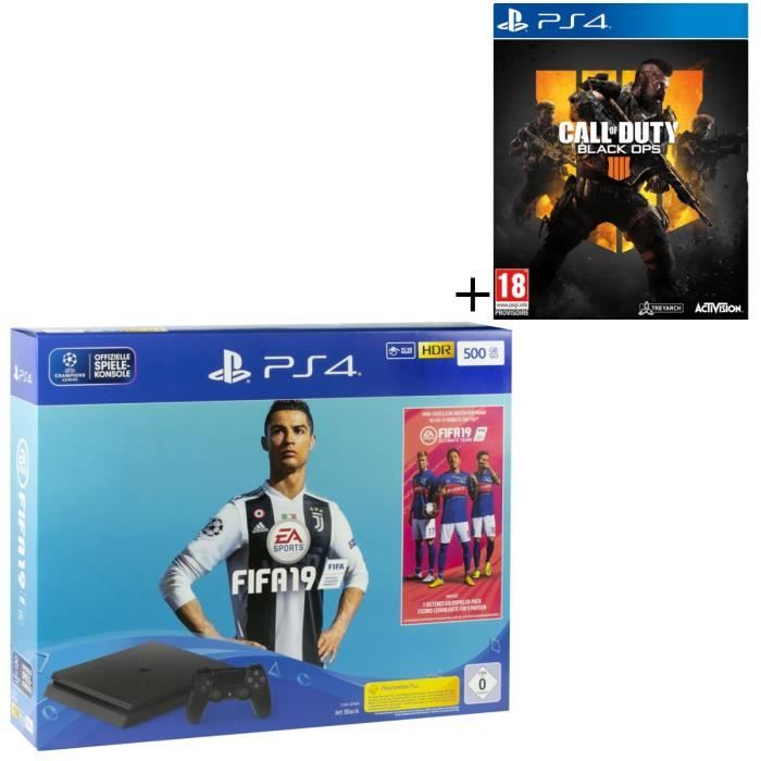 Pack PS4 500 Go + 2 jeux : FIFA 19 + Call of Duty Black Ops 4