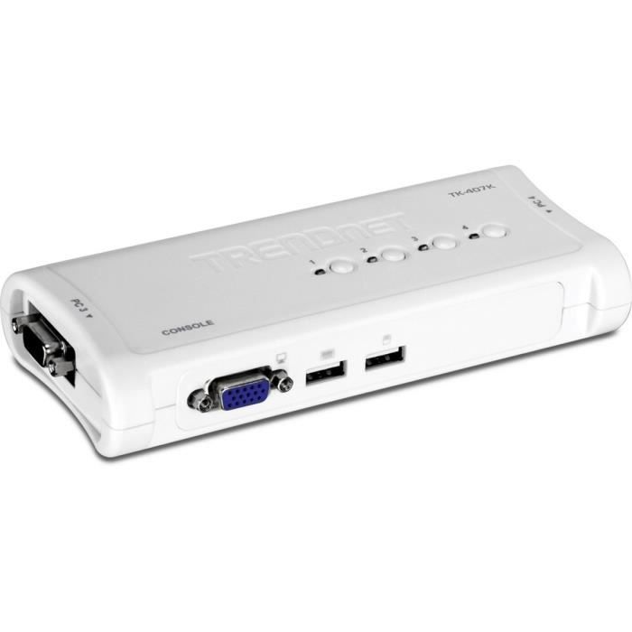 Switch KVM à 4 ports USB   Utilisez 1 seul clavier, 1 seul moniteur