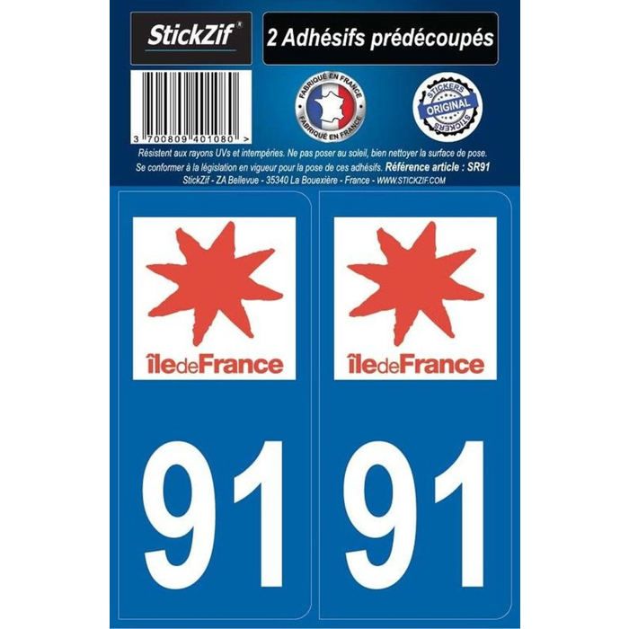 STICKZIF 2 Autocollants Région Département 91 SR91