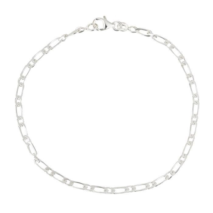YSORA Bracelet Argent 925° Rodhié et Maille alternée Mixte