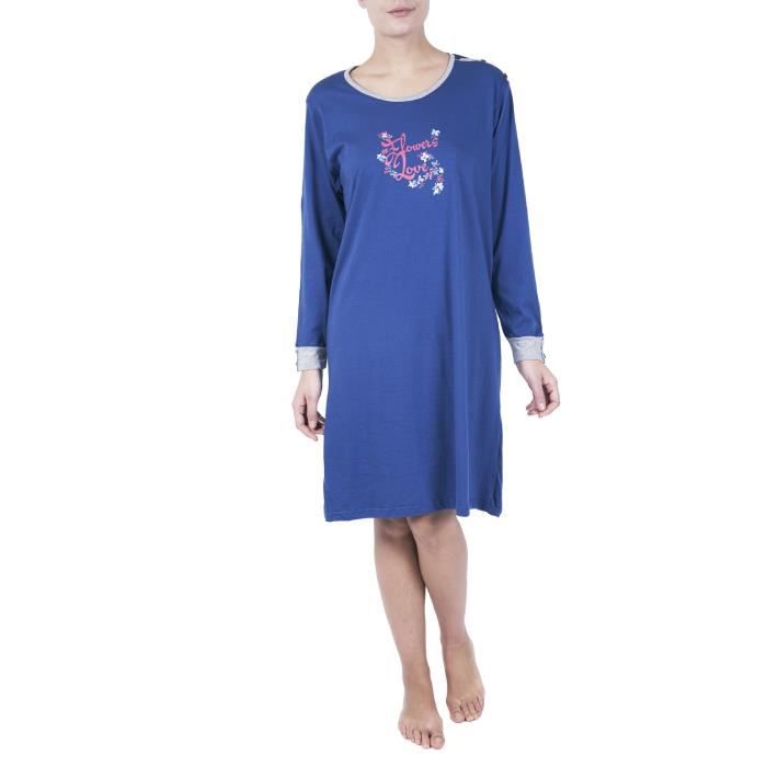Love extraextralarge Marine Couleur De Xxl Nuit Marine Taille Chica Coton Femme Chemise Chic 100 Flowers qtTZgWFwx1
