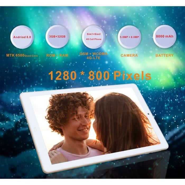 Tablettes-Android 8.0-10.1"-3+32Go-dual SIM/WIFI-1