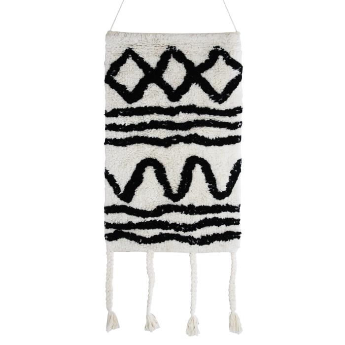 Suspension murale berbère Ethno - 30 x 50 cm - Beige écru