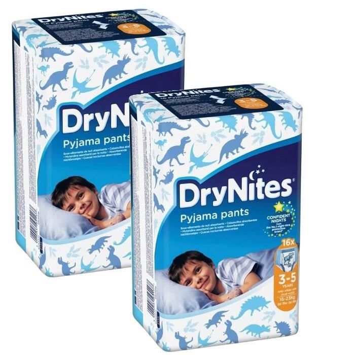 HUGGIES Lot de 2 DryNites Boy 3-5ans - 16-23kg x16