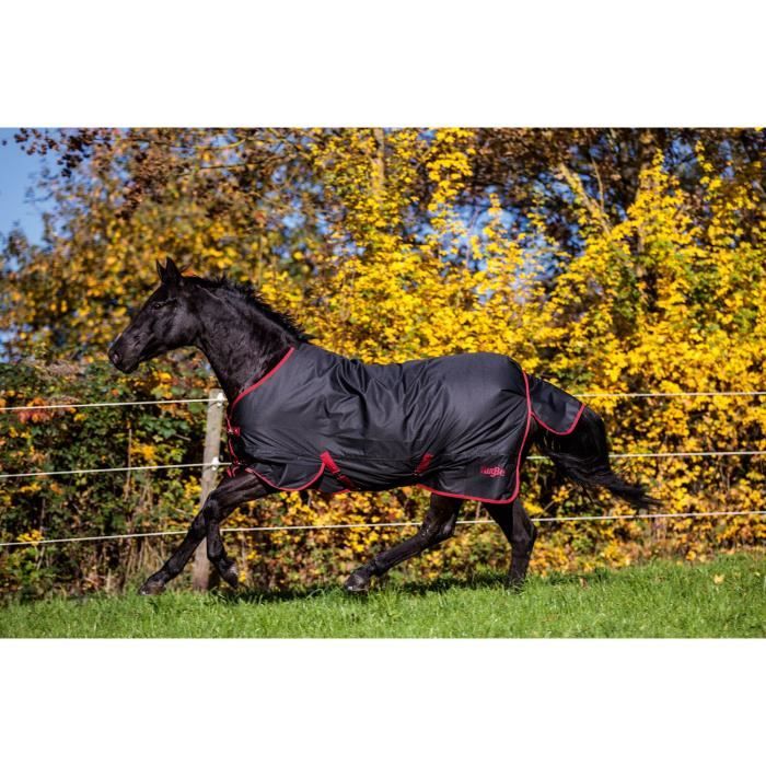 COVALLIERO Couverture cheval outdoor RugBeZero.1 - 135 cm - Noir et rouge