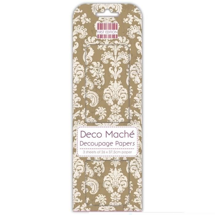 DECO MACHE 3 feuilles de papier découpage Summer Botanical Damask