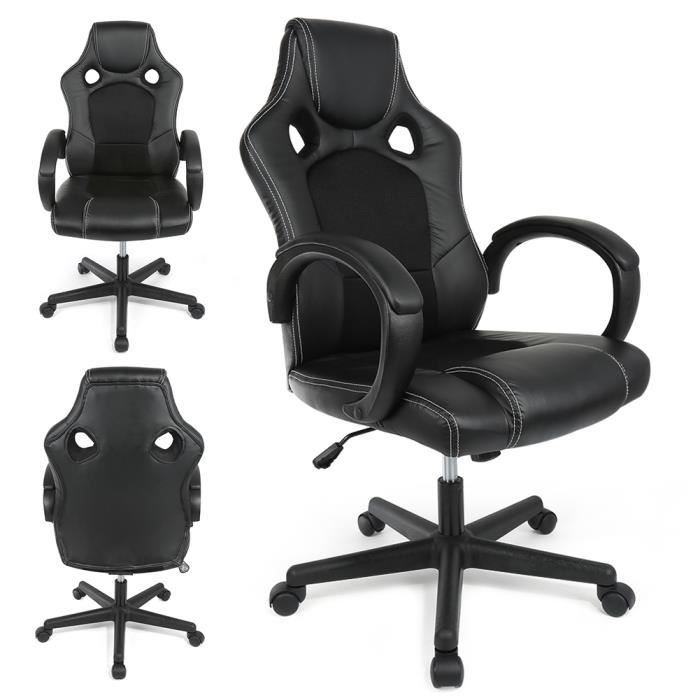 Noir cm Rembourrée51 Hofuton Chaise Fauteuil De Racing 120 Roues Bureau Ergonomique 58114 E2HI9WD