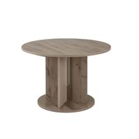 TABLE À MANGER SEULE SHA Table ronde avec allonge - Décor Chêne cendré TABLE À MANGER SEULE SHA Table ronde avec allonge - Décor Chêne cendré