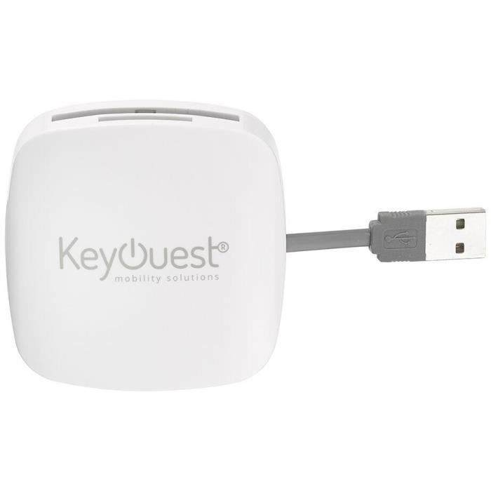 KEYOUEST Hub + lecteur de carte - 3 ports USB - Blanc
