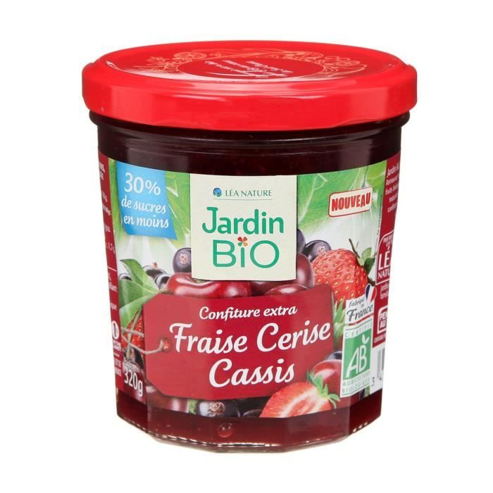 JARDIN BIO Confiture extra fraise cerise et cassis bio - 320 g