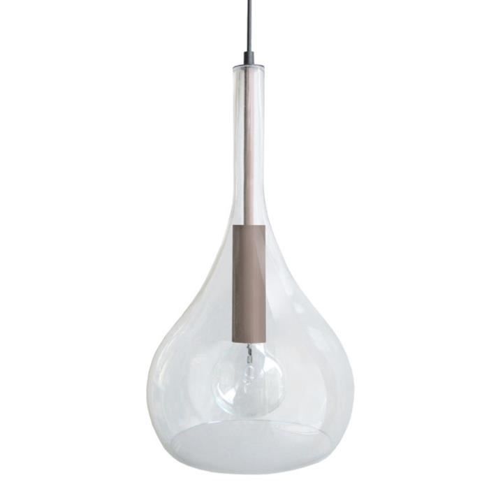 treviso suspension verre soufflé bouche - 25x25x90 cm - taupe