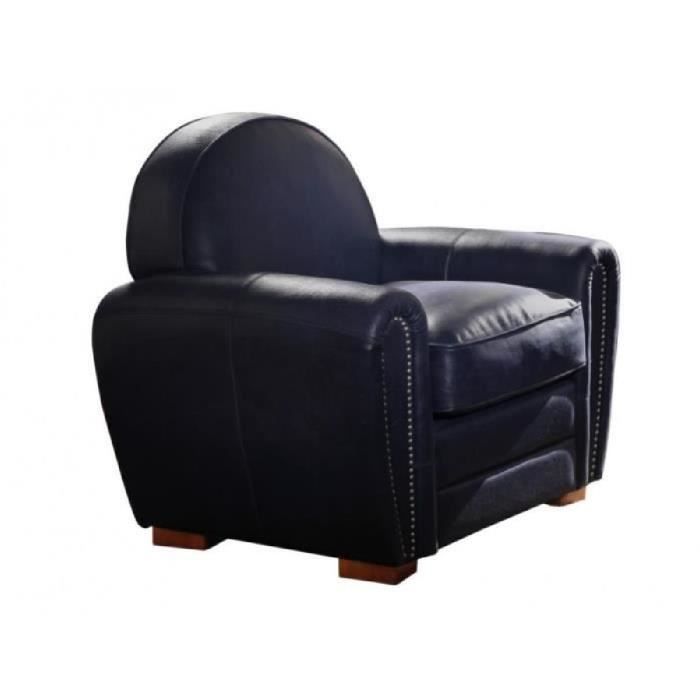 Fauteuil club en cuir BAUDOIN - Bleu nuit - Achat / Vente ...