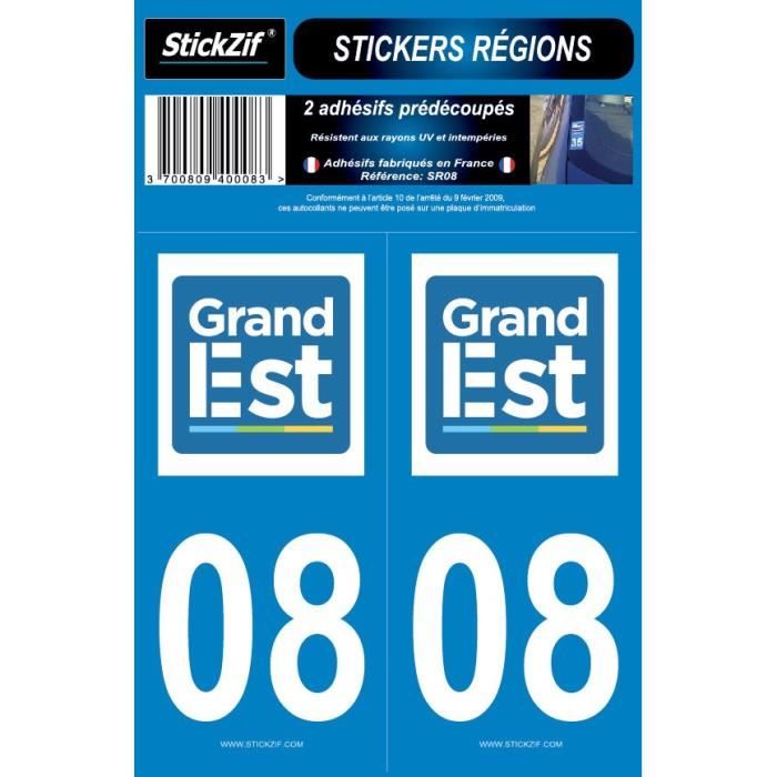 STICKZIF 2 Autocollants Région Département 08 SR08